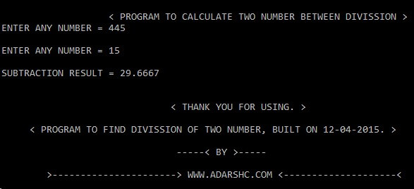 Home Page DIVISSION Of Two Number. Home Page of DIVISSION Program