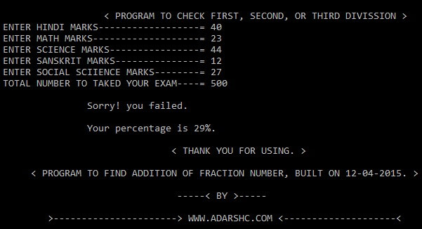 Home Page of first Program
