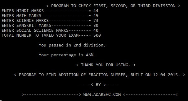 Home Page of first Program